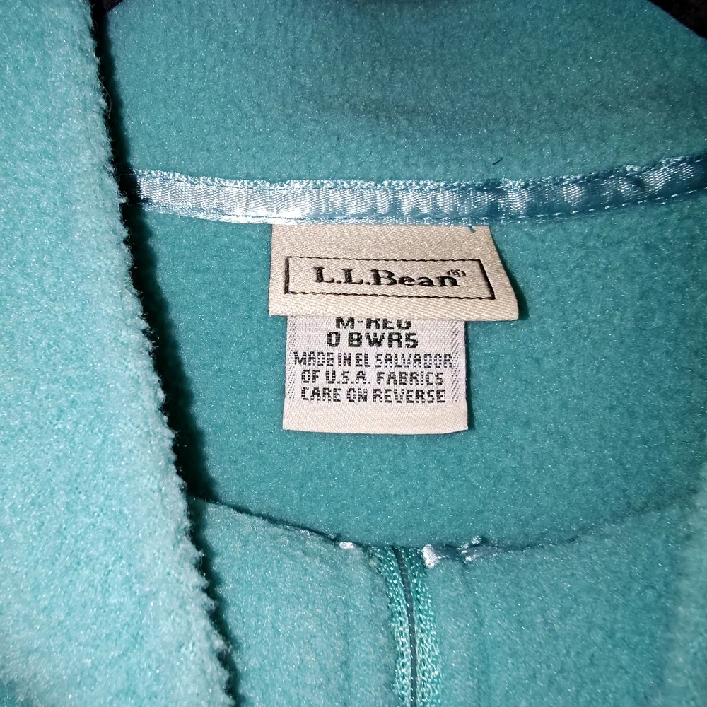 LL Bean Full Zip Fleece Jacket Turquoise Womens Size M EUC - Picture 2 of 4